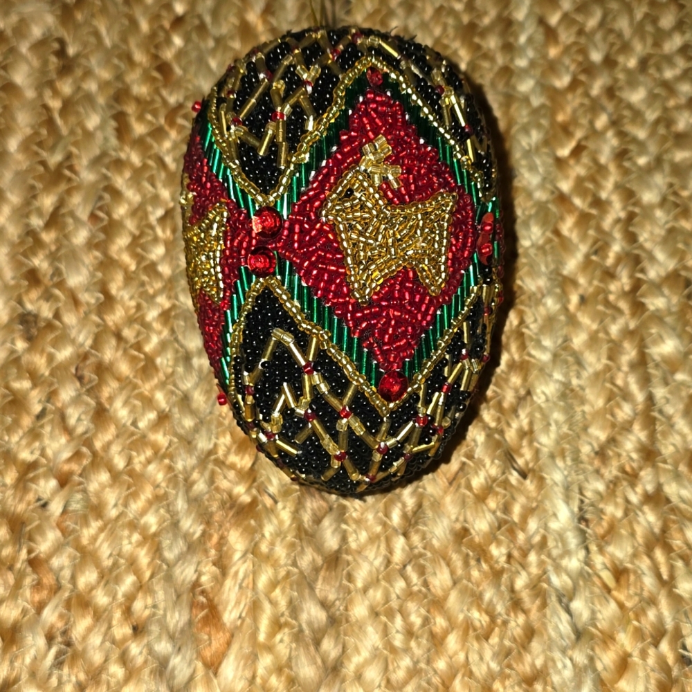 Handmade Beaded Decorative Egg Ornament Christmas Ornament